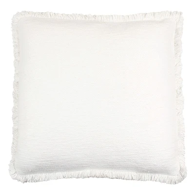 Solid Woven Throw Pillow with Fringe