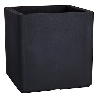 Japi Black Lead Flat Cube Outdoor Planter, 18"