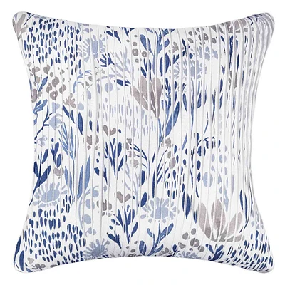 Indigo Muted Garden Throw Pillow, 18"