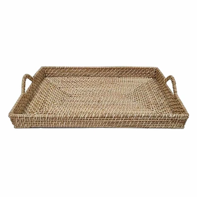 Brown Rattan Tray, 26x16