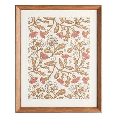 Glass Framed Folk Pattern Print Wall Art, 24x30