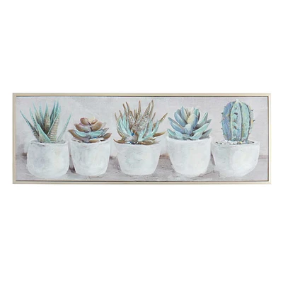 Potted Gems Framed Embellished Canvas Wall Art, 16x48