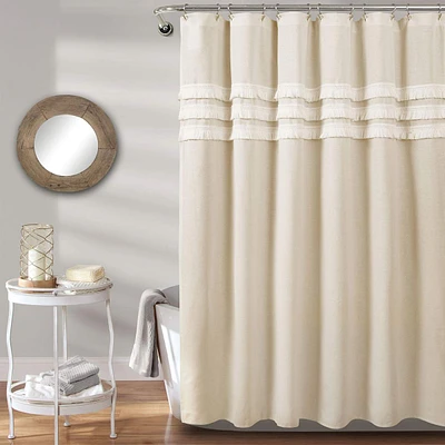 Neutral Ciel Tassel Shower Curtain, 72"