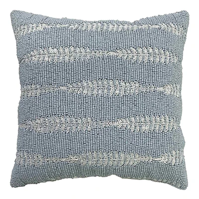 Providence Blue Fern Leaf Beaded Pattern Throw Pillow, 12"