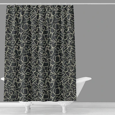 Crosby St. Black Modern Abstract Printed Shower Curtain, 72"