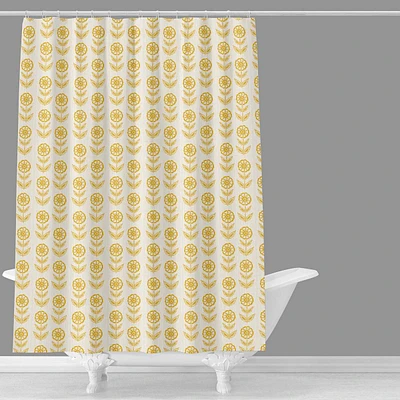 Flower Stamp Printed Shower Curtain