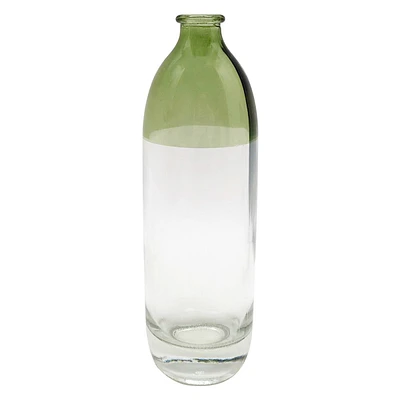 Green & Clear Glass Vase