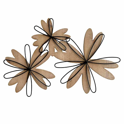 Wood & Metal Wall Flowers, 24x16