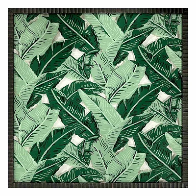 Glass Framed Banana Leaf Print Wall Art, 25"