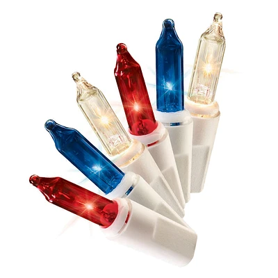 50-Count UL Patriotic String Light Set, White Wire