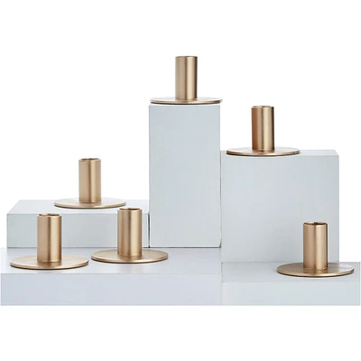 Set of 6 Gold Taper Candle Holders