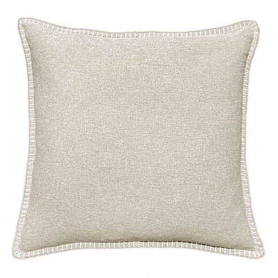 Taupe Heathered Whip Stitch Feather Filled Throw Pillow