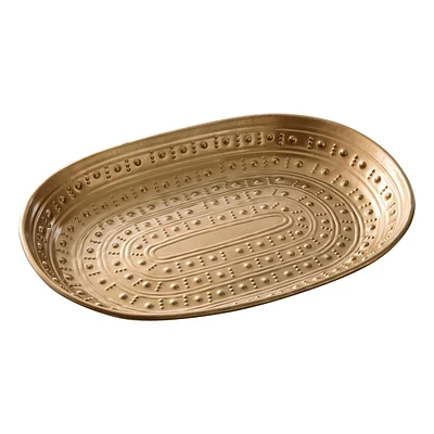 Tracey Boyd Gold Hammered Metal Decorative Tray, 13.5"