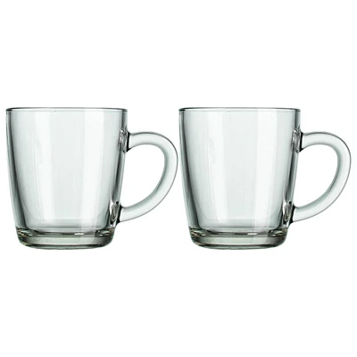 Set of 2 Glass Mugs, 11.5oz