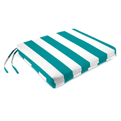 Turquoise Awning Stripe Square Seat Cushion