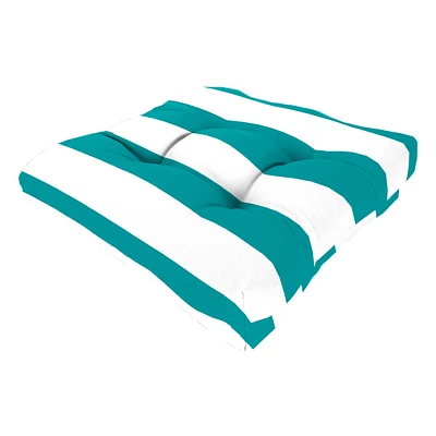 Turquoise Awning Stripe Outdoor Wicker Seat Cushion