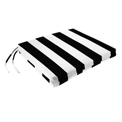 Black Awning Stripe Square Seat Cushion