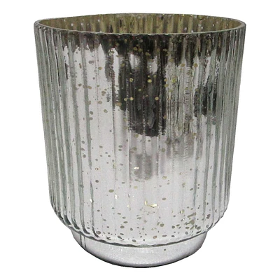 Tracey Boyd Ribbed Mercury Glass Hurricane Candle Holder, 7"