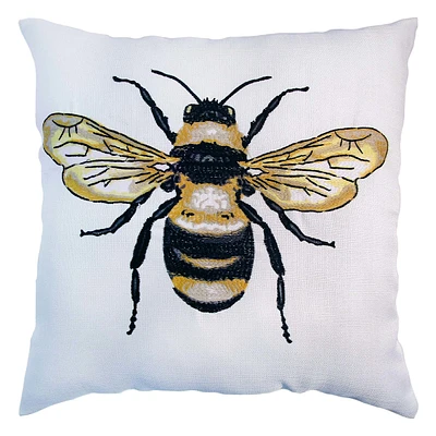 Queen Bee Embroidered Outdoor Throw Pillow, 20"