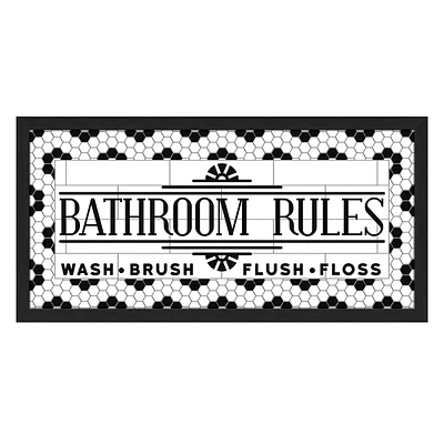 Bathroom Rules Faux Tile Wall Decor, 24x12