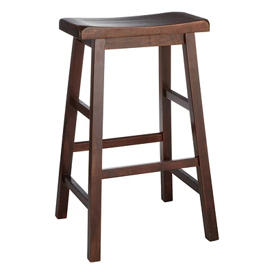 Providence Dark Walnut Backless Saddle Barstool, 29"