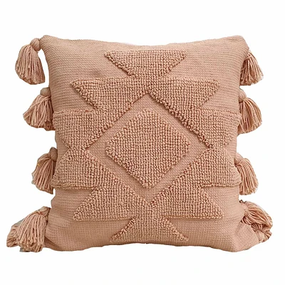 Tracey Boyd Faye Dusty Coral Tassel Throw Pillow, 18"