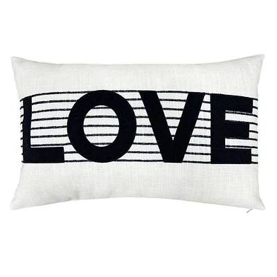 Love Striped Throw Pillow, 14x22