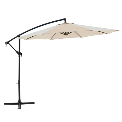 Tan Offset Aluminum Round Outdoor Patio Umbrella, 10'