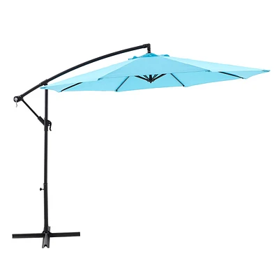 Turquoise Offset Aluminum Round Outdoor Patio Umbrella, 10'