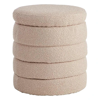 Crosby St. Pax Boucle Round Storage Ottoman