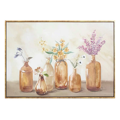 Framed Floral Vases Canvas Wall Art, 24x36