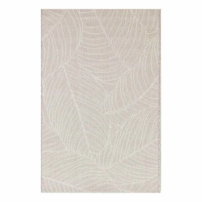 (E494) Cream Palm Bay Leaves Outdoor Accent Rug, 3x4