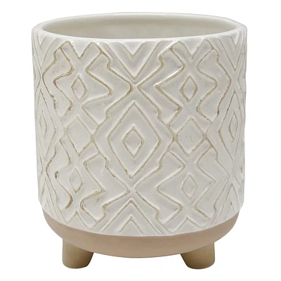 Tracey Boyd Indoor White Ceramic Footed Planter, Small