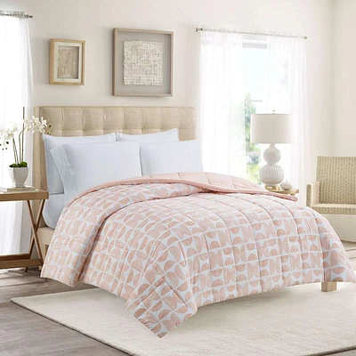 Pink Geo Print Reversible Brushed Microfiber Comforter