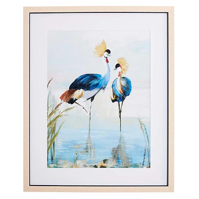 Glass Framed Heron Print Wall Art, 24x30