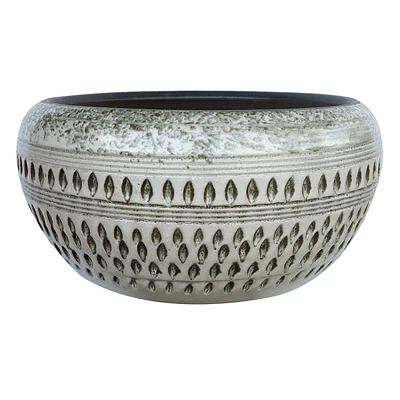 White Cyber Ceramic Outdoor Decorative Bowl