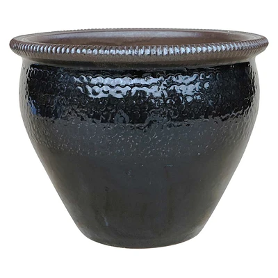 Smoky Mountain Black Ceramic Outdoor Planter