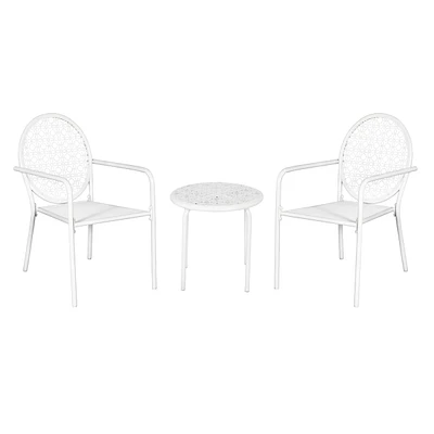 Providence 3-Piece Geo Metal Patio Chat Set, White