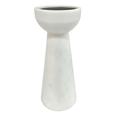 Crosby St. White Marble Pillar Candle Holder