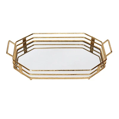 Gold Glass Tray with Mirror Top, 23x13