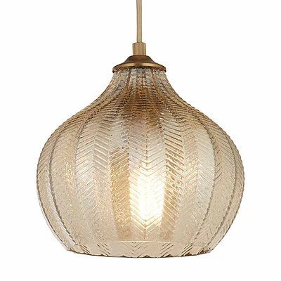 Chevron Glass Pendant Light, 9"