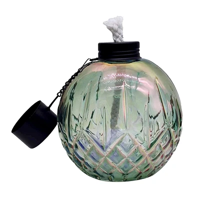 Green Iridescent Glass Tabletop Torch, 5"