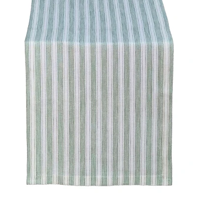 Smoke Green Striped Table Runner, 72x13