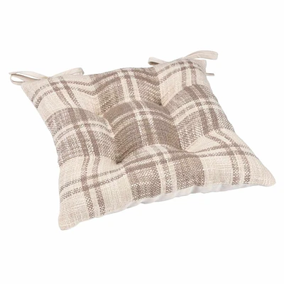 Farmhouse Natural Plaid Dining Chair Cushion