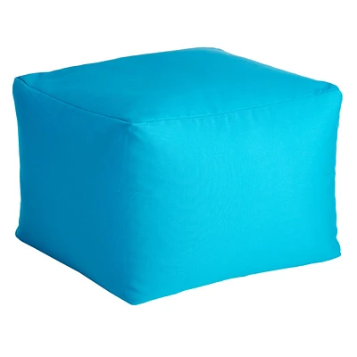 Turquoise Canvas Outdoor Pouf, 20"