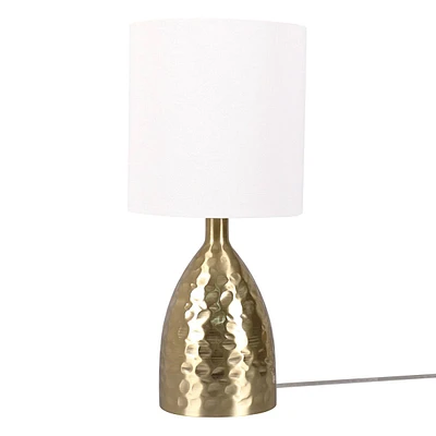 Brass Hammered Metal Accent Lamp with Shade