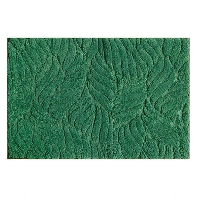 Green Knitted Leaves Bath Rug, 20x30