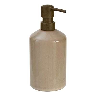 Noah Beige Ceramic Glaze Soap Dispenser, 7.3"