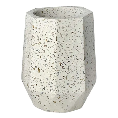 Crosby St. Mica White Terrazzo Cement Tumbler, 4.4"