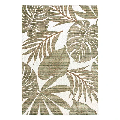 E513) Santorini Cala Green Leaves Outdoor Area Rug